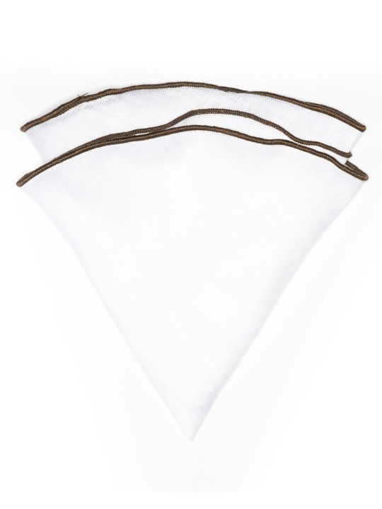 White Linen/Mocha Trim Linen Pocket Circle